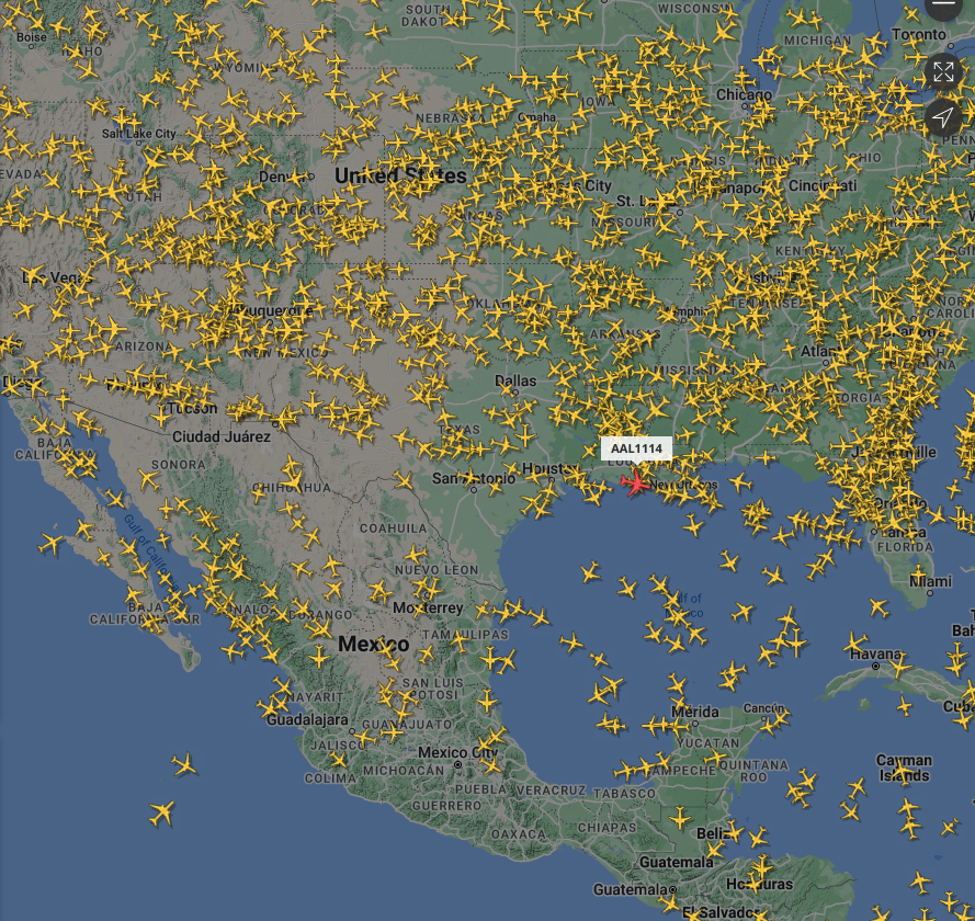 a map of the united states with many yellow airplanes