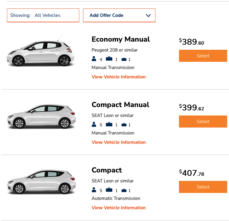 a screenshot of a car sales page