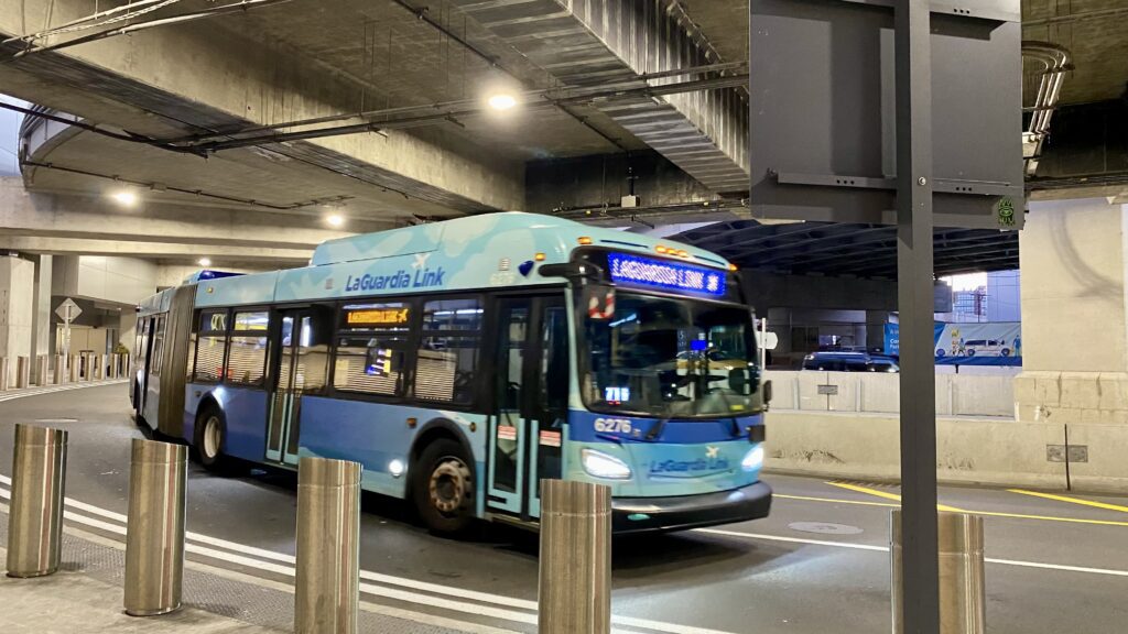 a bus driving through a tunnel