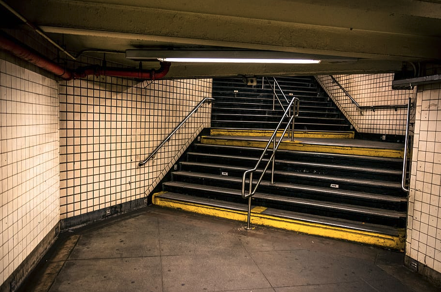 a stairs in a subway station