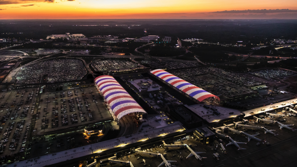 an aerial view of an airport