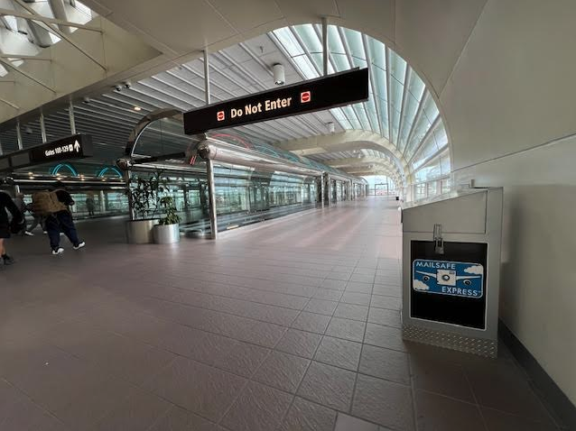 a person walking in a train station