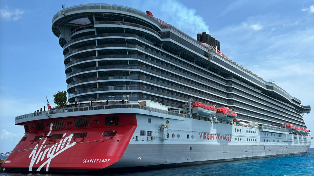 a large cruise ship in the water