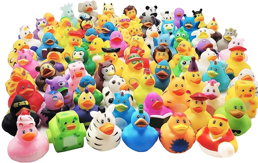 a group of rubber ducks