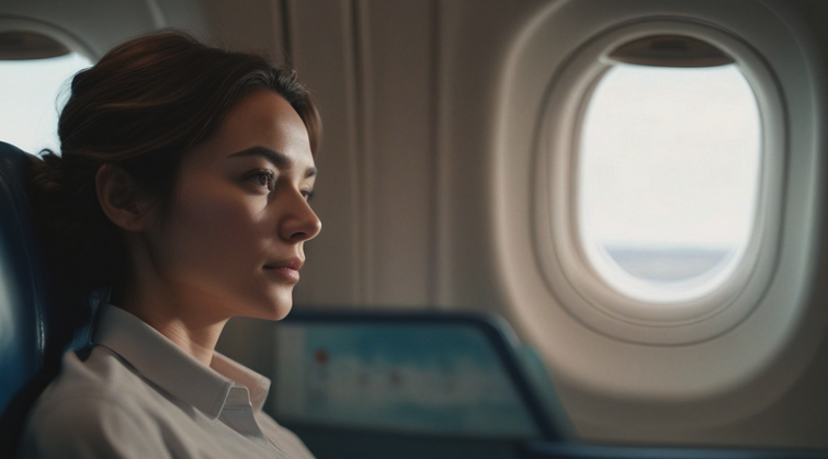 a woman looking out a window