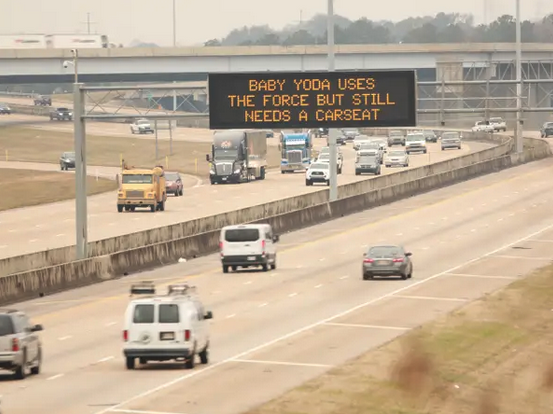 a digital sign on a highway