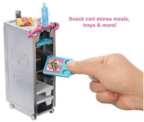 a hand holding a toy food cart