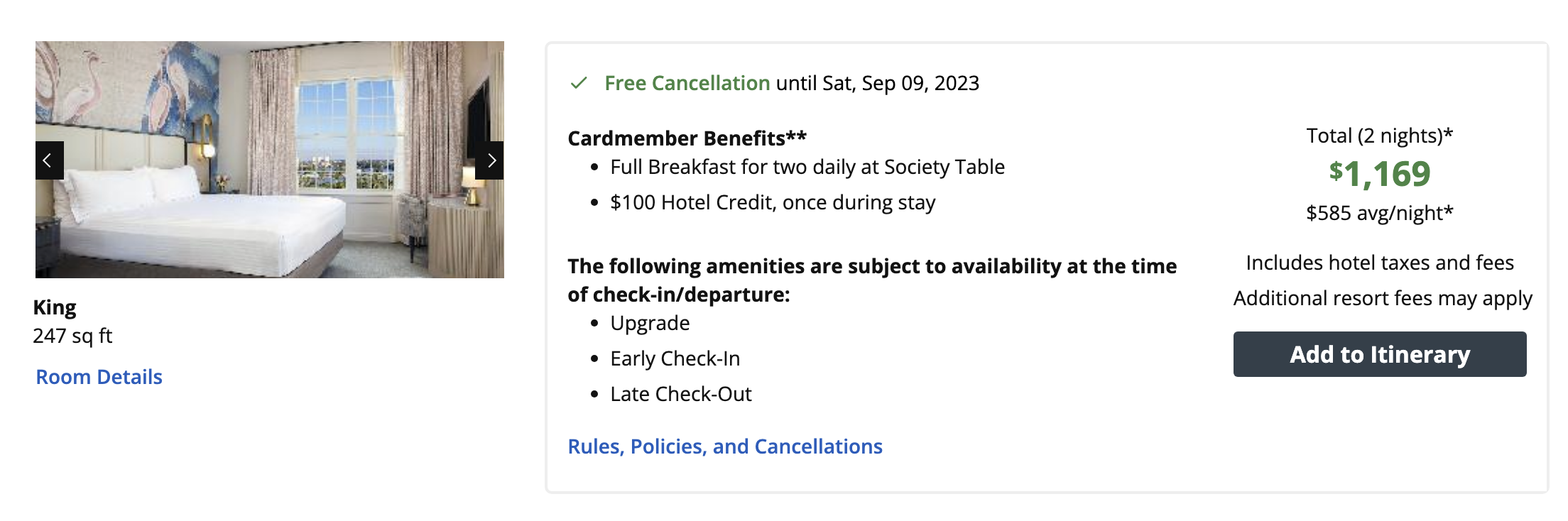 a screenshot of a hotel reservation