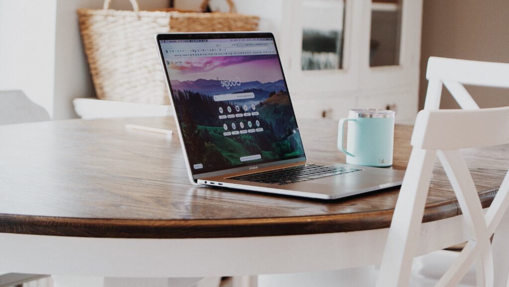 a laptop on a table