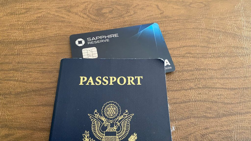 a passport and credit cards on a table