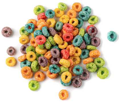 a pile of colorful cereal