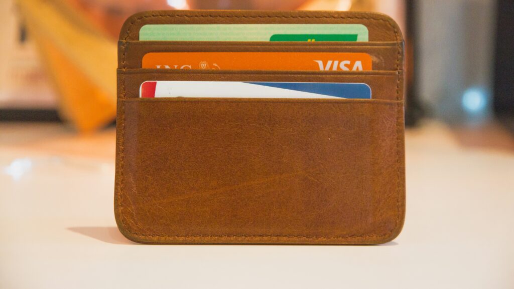 a wallet with credit cards inside