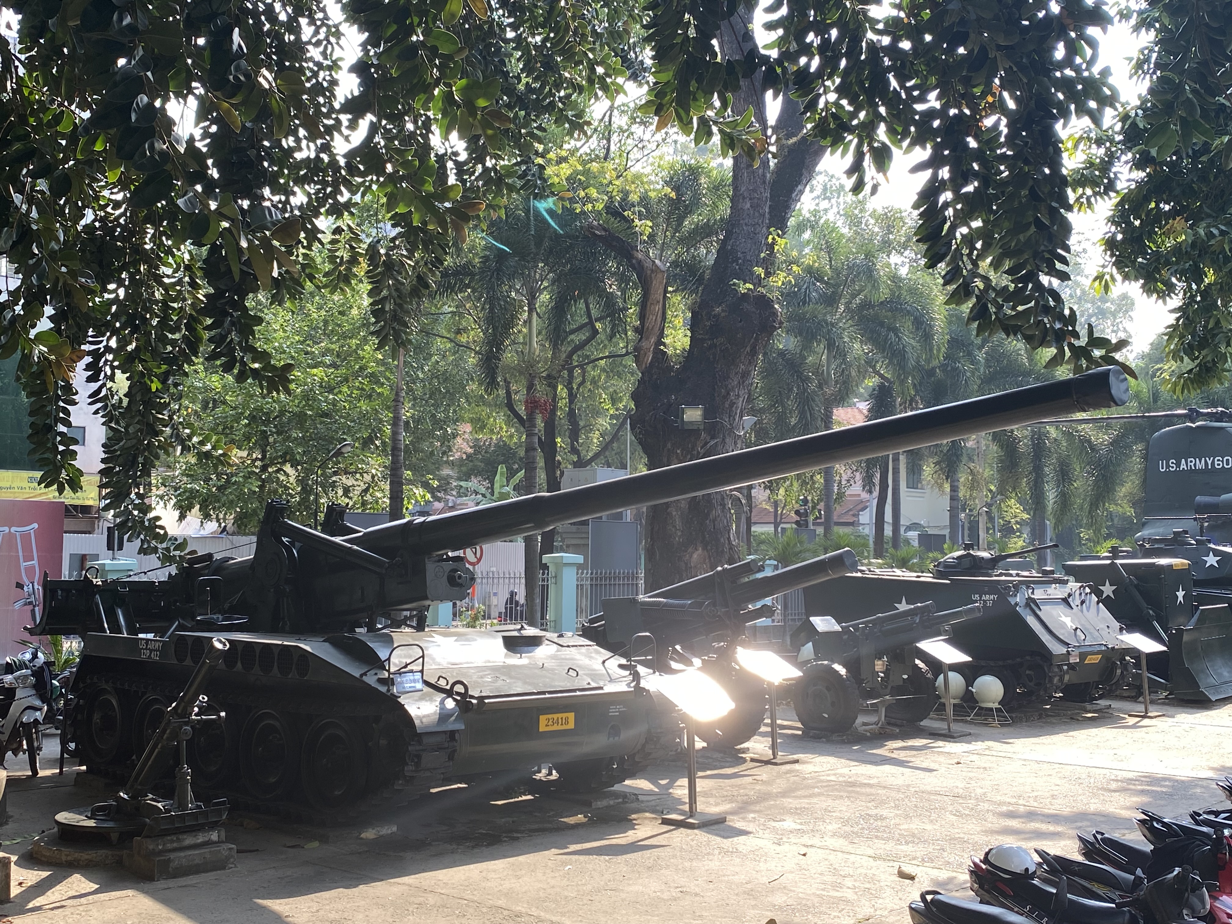 a group of tanks on display