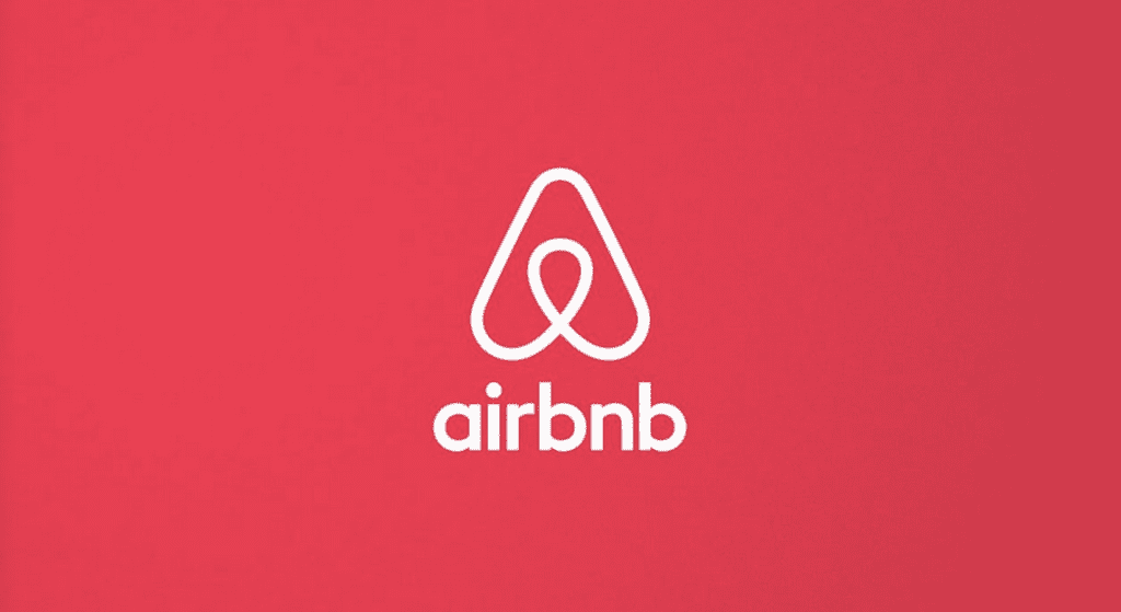 a logo on a red background