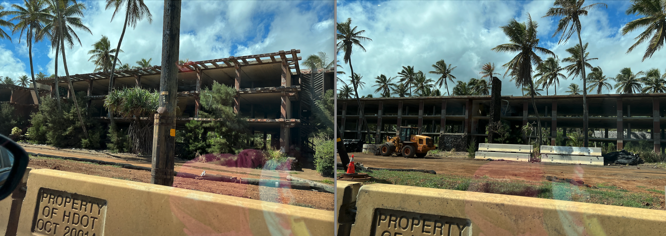 a construction site with a building and a construction site