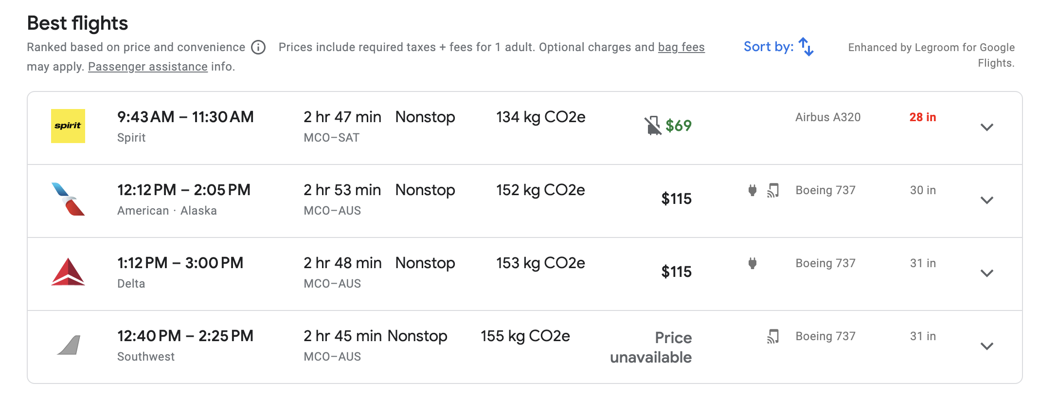 a screenshot of a price list