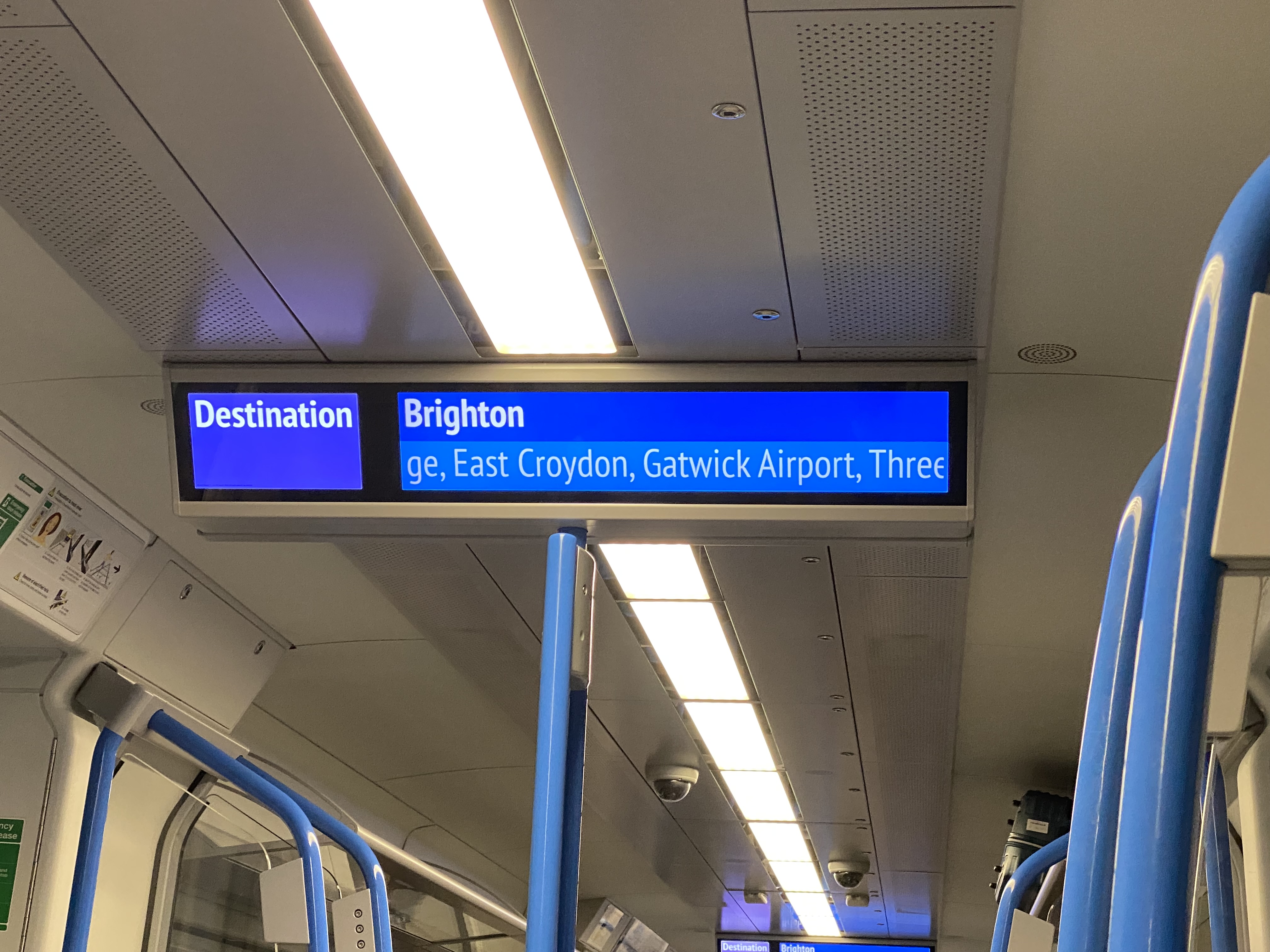 a sign on a train