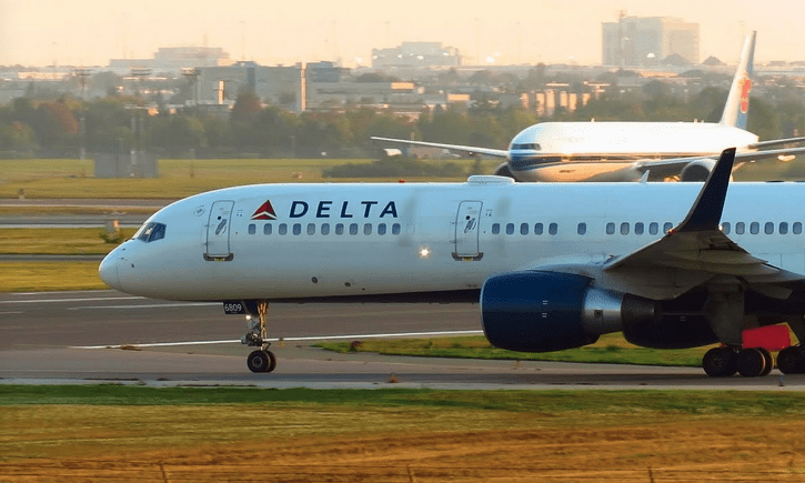 a plane on the runway