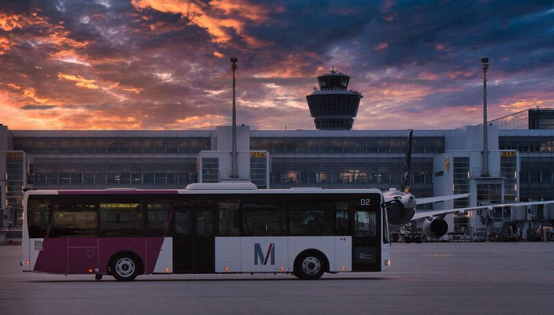 a bus parked at an airport