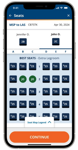 a phone screen with a number of seats