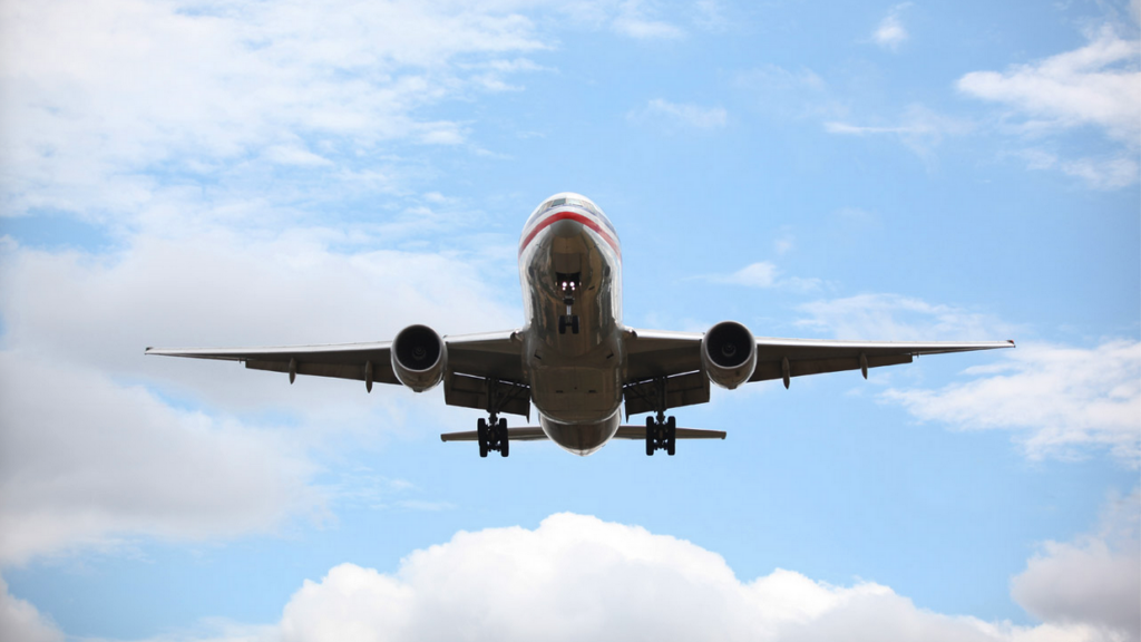 an airplane flying in the sky