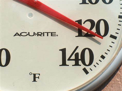 close-up of a temperature gauge