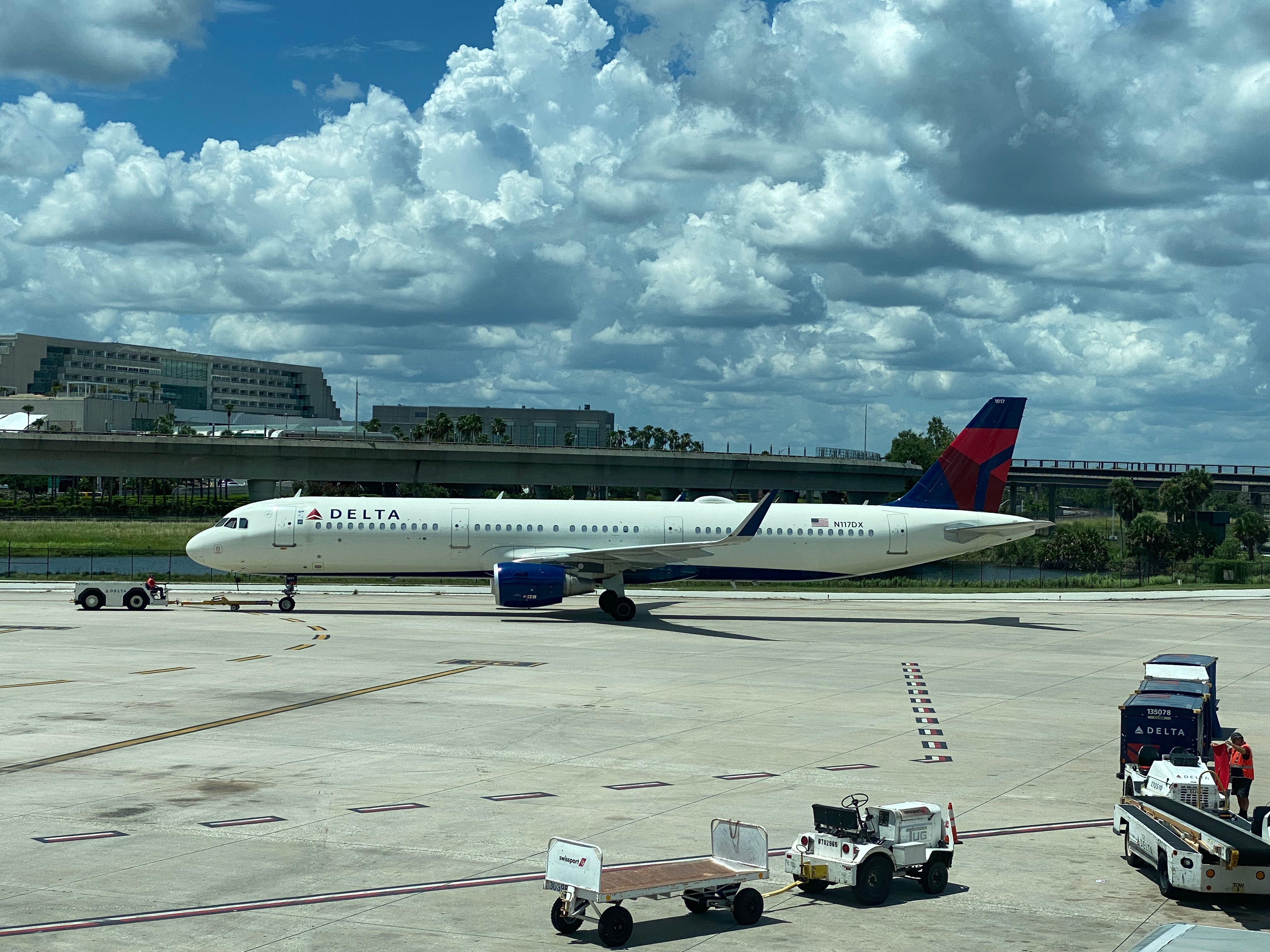 a plane on the runway