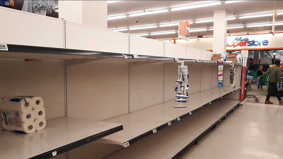 empty shelves in a store