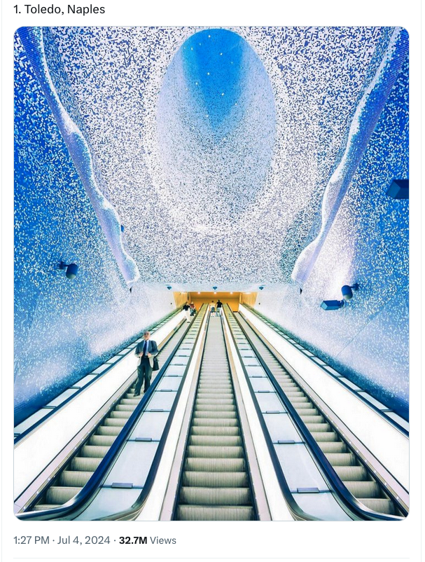 a man on an escalator