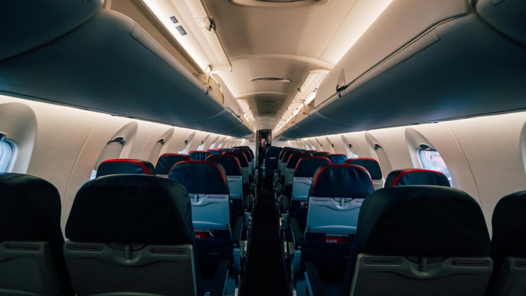 the inside of an airplane