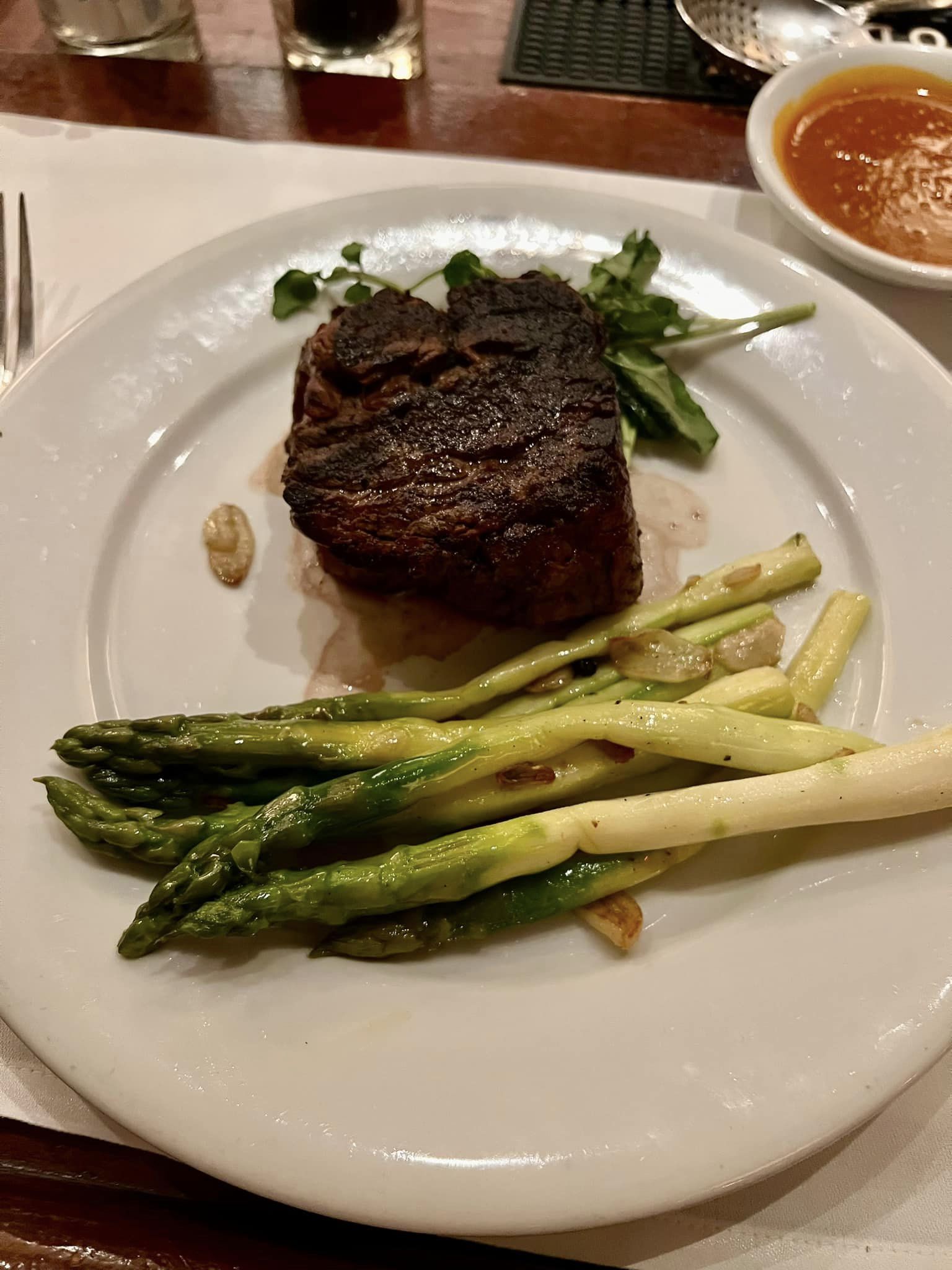 a plate of food with a fork and knife