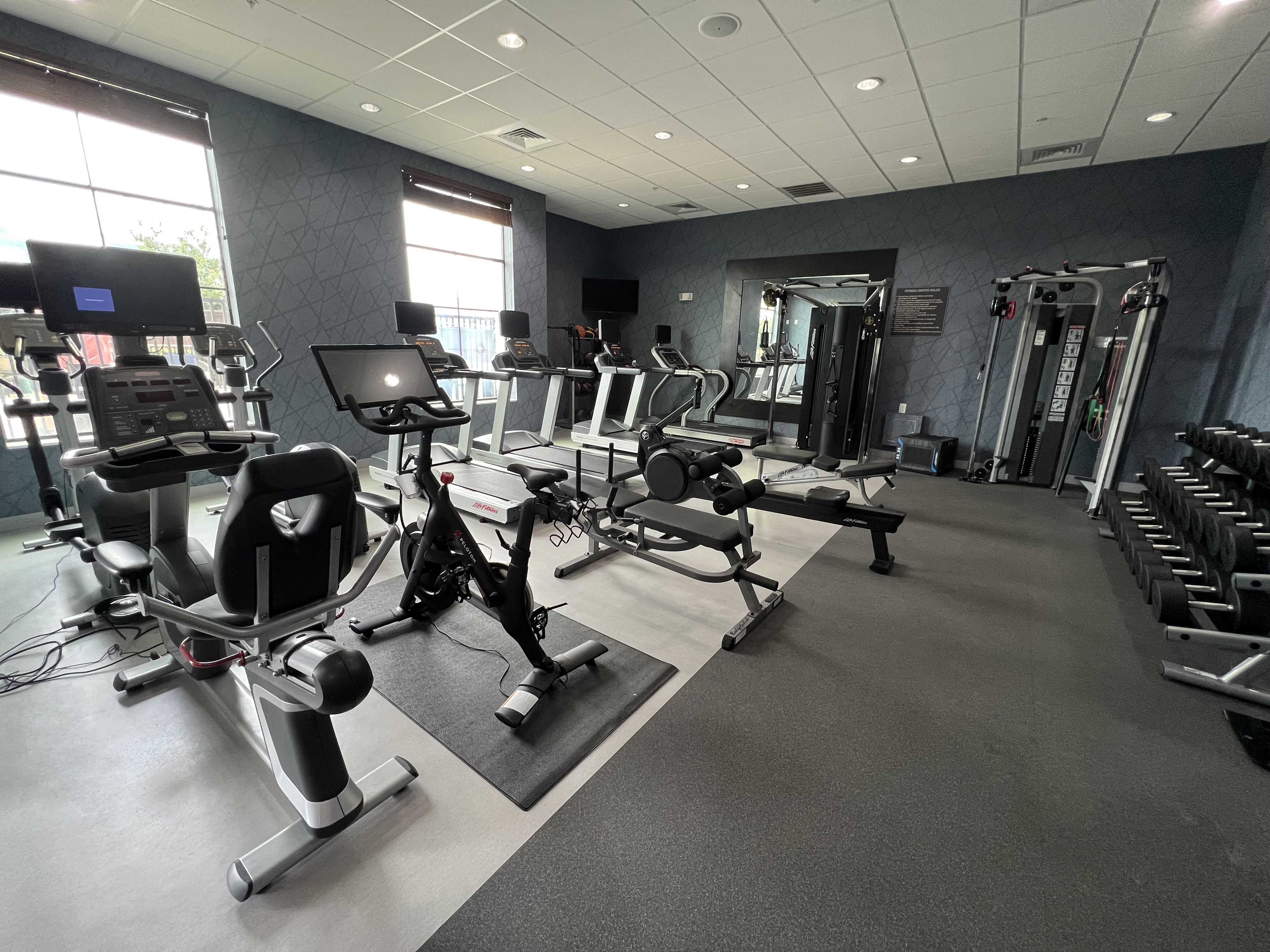 a room with exercise equipment