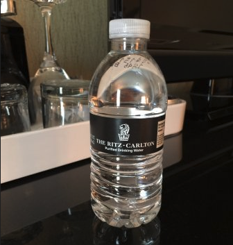 a bottle of water on a table
