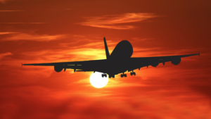 an airplane flying in the sky