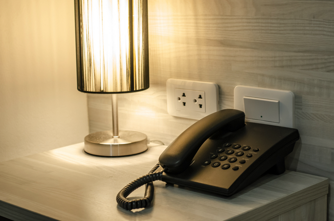 a telephone on a table