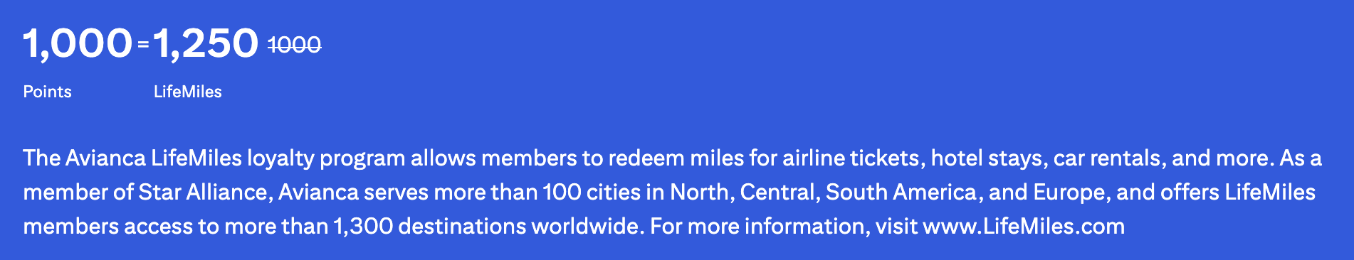 Citi ThankYou 25% transfer bonus to Avianca LifeMiles