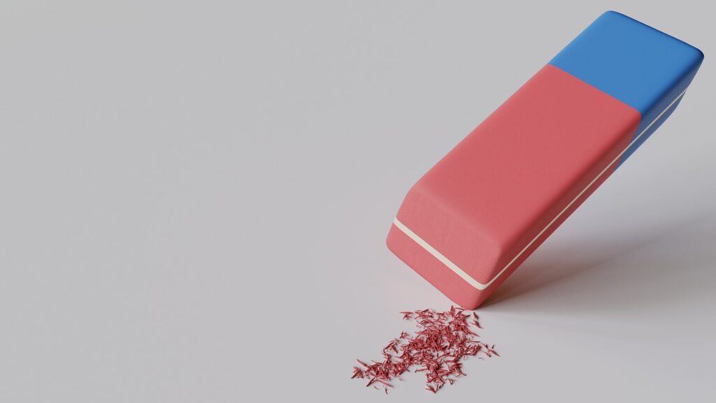 a eraser with a shavings