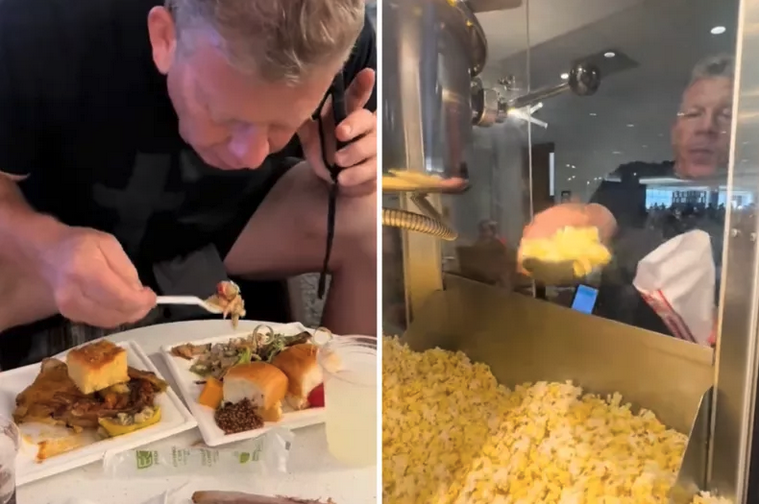 a man eating food in a restaurant