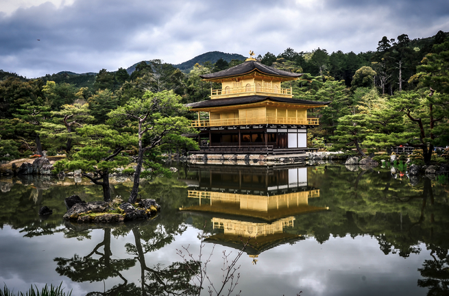 Kinkaku-ji in the middle of a lake