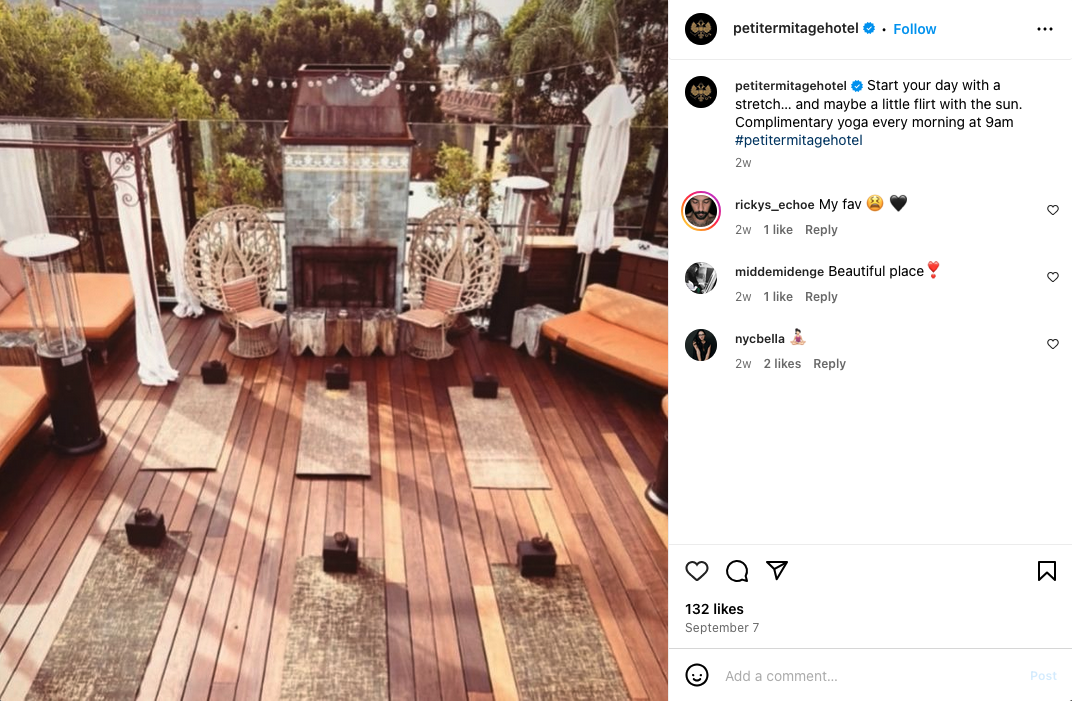 a screenshot of a social media post of a patio