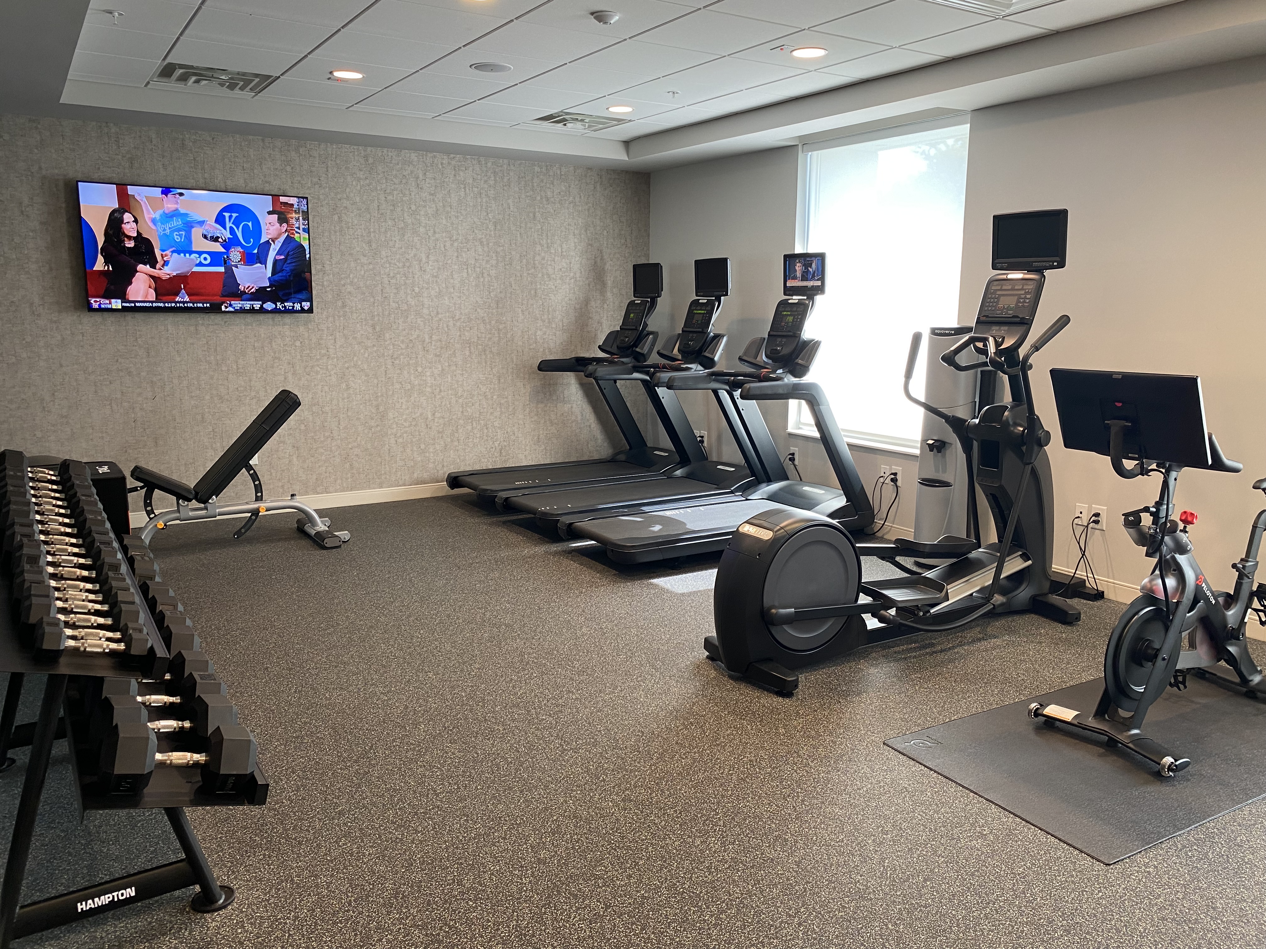 a room with exercise equipment