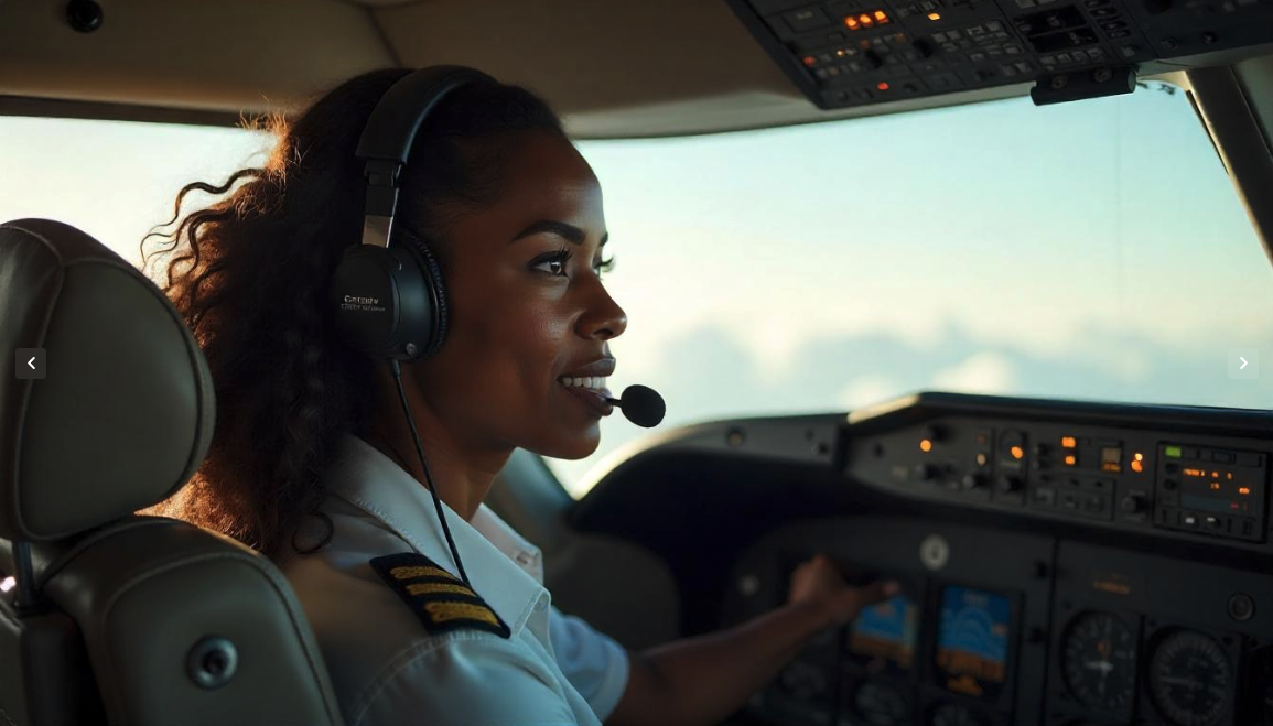 a woman in a pilot's uniform