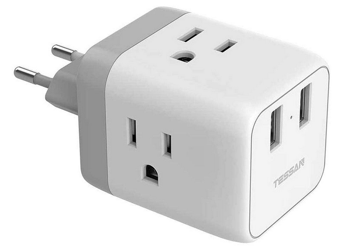 a white and grey power outlet