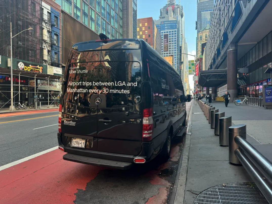 a black van parked on a street