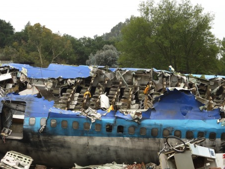 an airplane that has been crashed