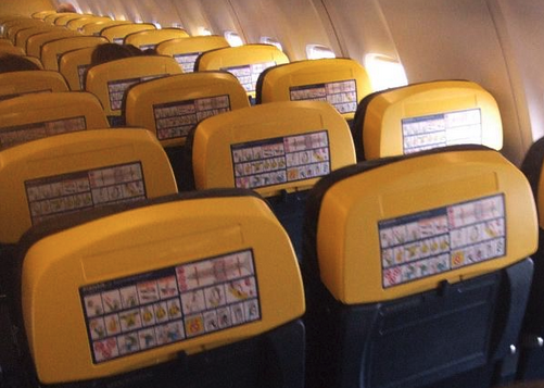 a row of seats on an airplane