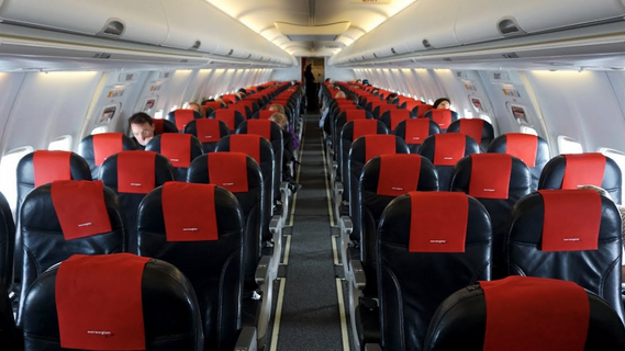 a row of seats in an airplane