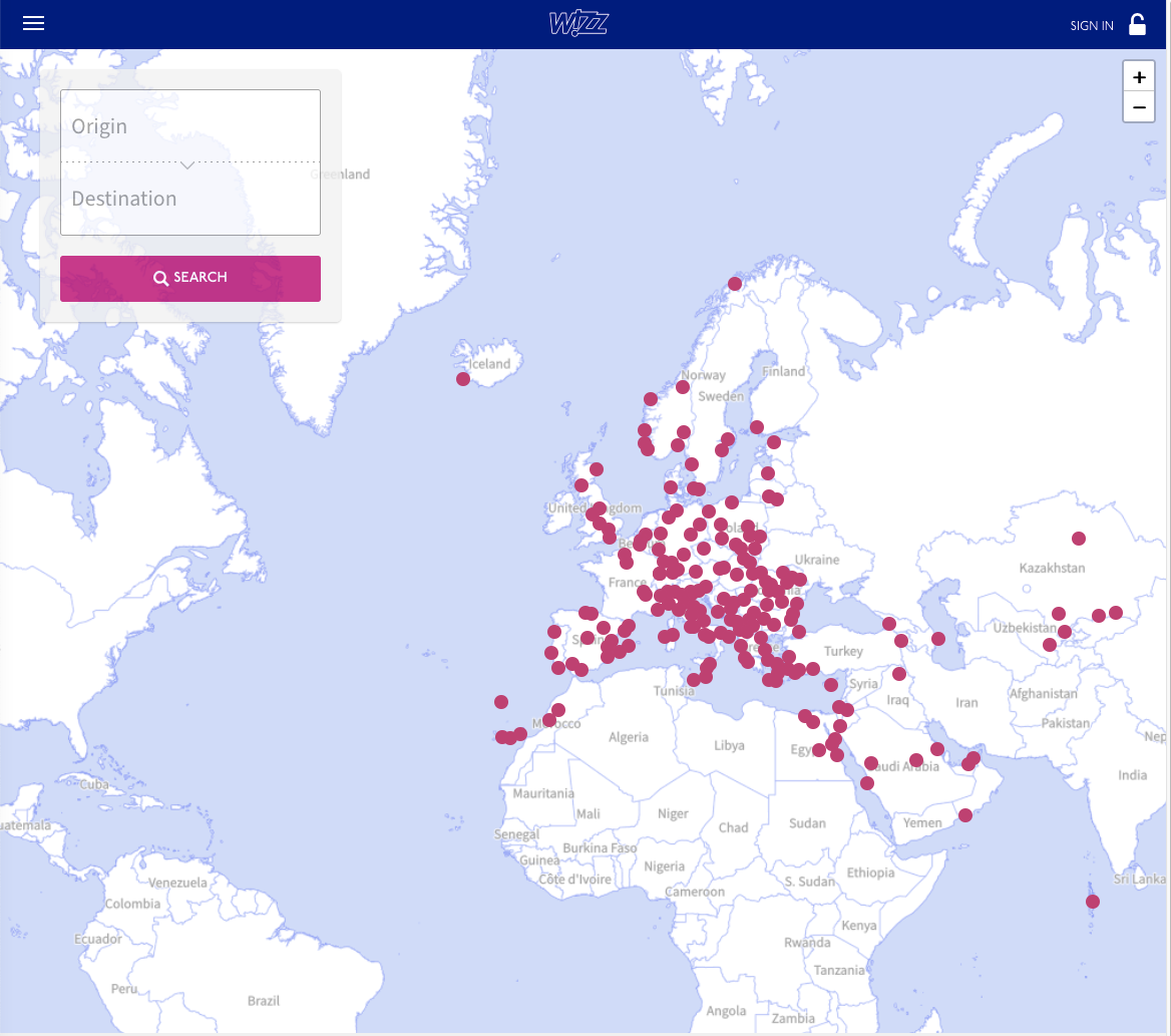 a map of the world with red dots