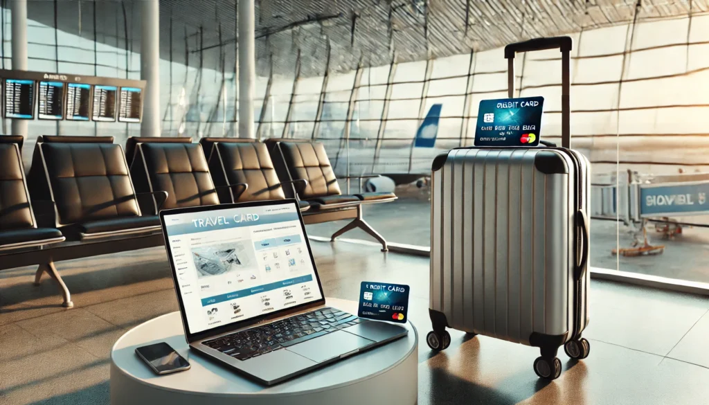 a laptop and luggage in an airport