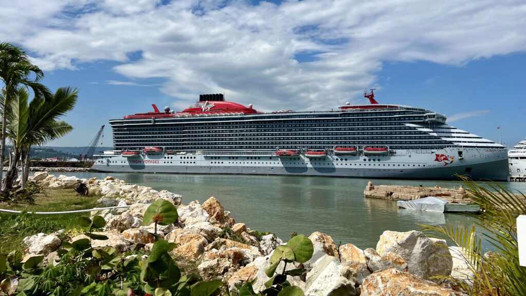 a large cruise ship in the water